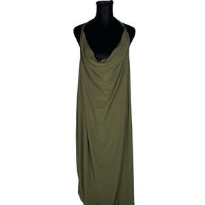 Bebe NWT Olive Green‎ Halter Backless Maxi Dress - Women’s 1X